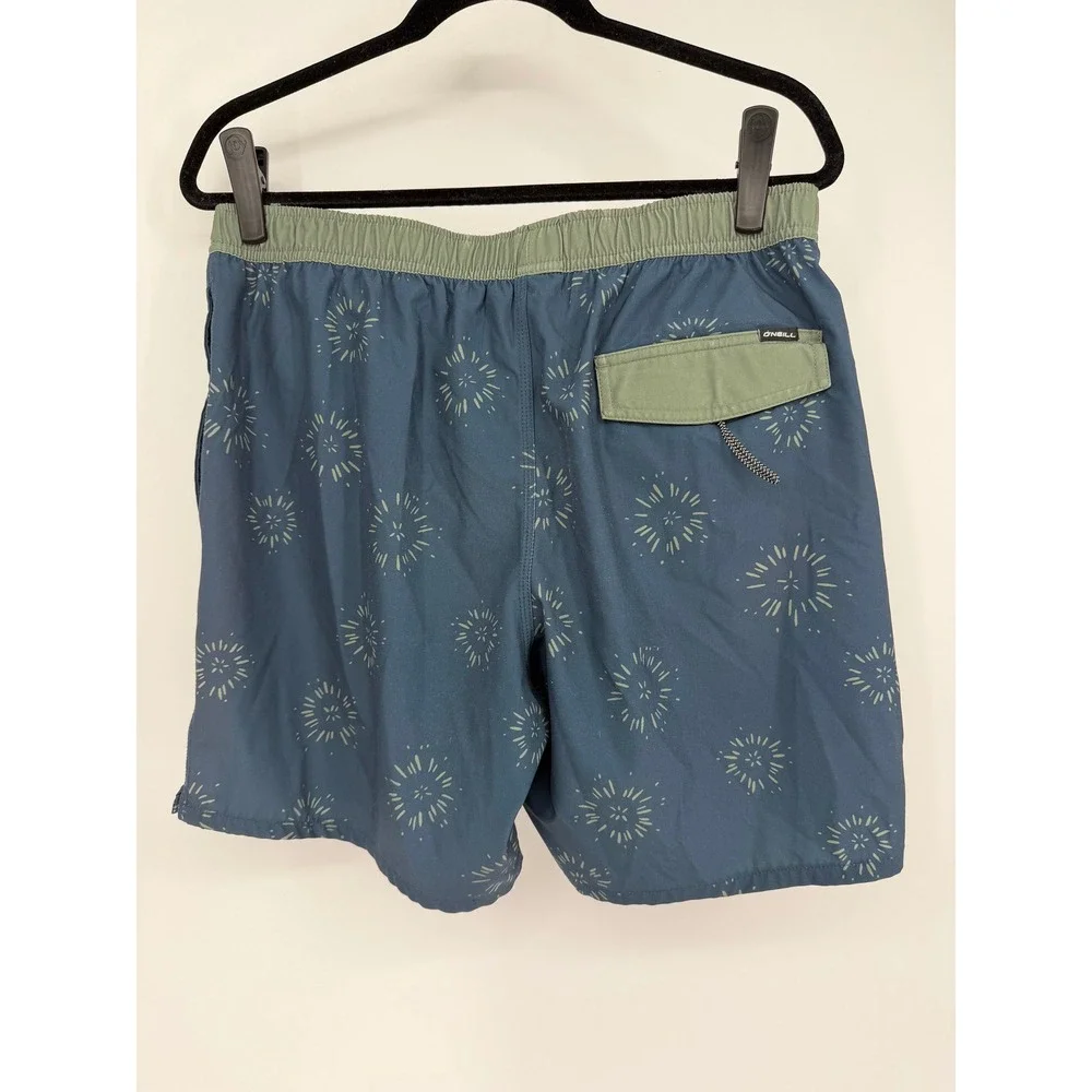ONeill Hyperfreak Stretch Board Shorts Navy Blue Sunburst Swim Trunks Size M